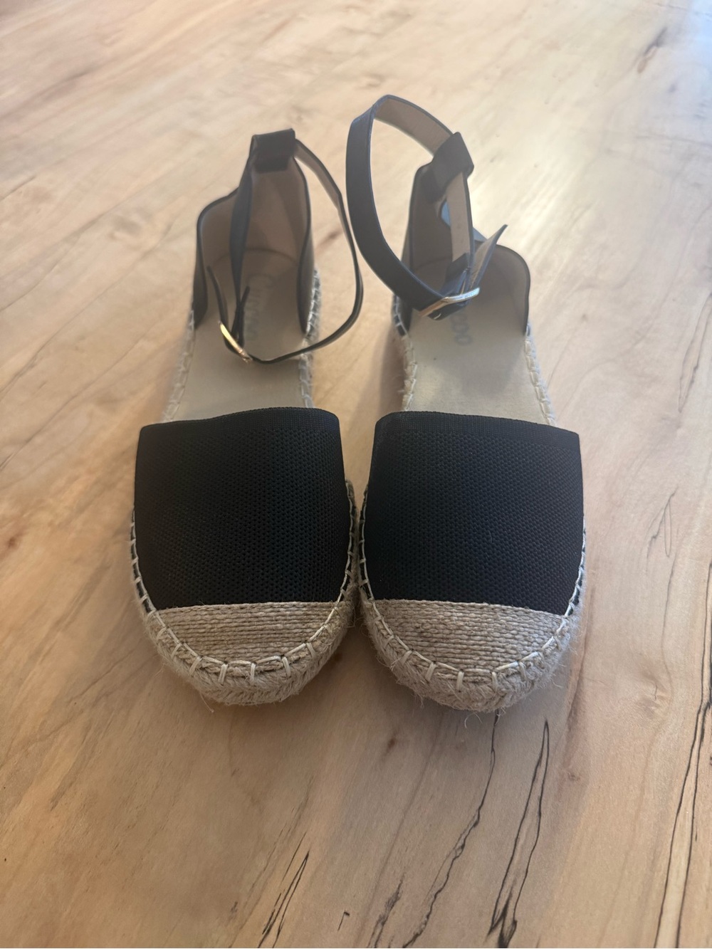 Women’s Black Espadrille Close Toe Sandals with Ankle Strap